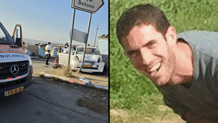 נריה לייטר וזירת הפיגוע (צילום: דוברות איחוד הצלה, מתוך חשבון הפייסבוק של נריה לייטר) זירת הפיגוע במחסום