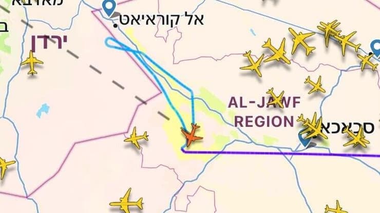 שינוי המסלול של המטוס מפת מסלול המטוס שחזר על עקבותיו מדובאי לישראל בשל חשש לחטיפה