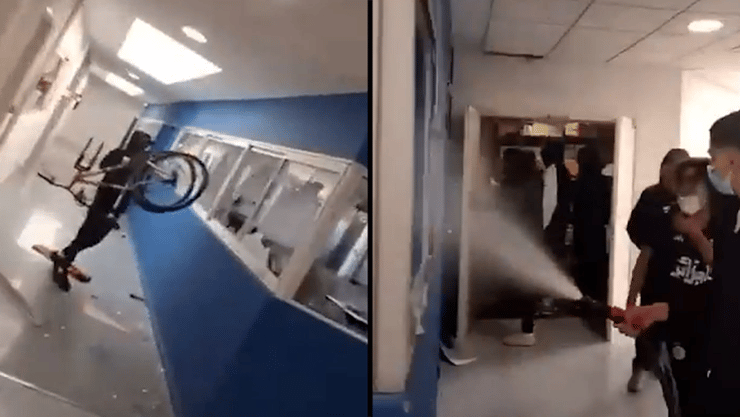 תיעוד הביזה וההשחתה של התיכון בלורמון, פרבר של בורדו מחאת תלמידים צרפת התפרעות ביזה ב תיכון ב לורמון באזור בורדו