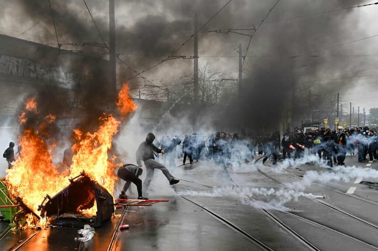 צילום: NICOLAS TUCAT / AFP מחאות בבלגיה