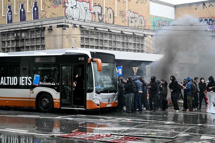 צילום: NICOLAS TUCAT / AFP מחאות בבלגיה