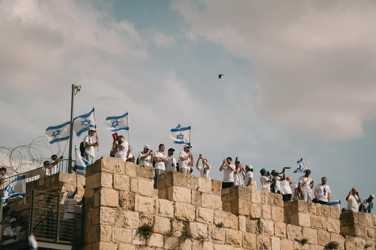 משתתפי המשלחת על חומות העיר ירושלים (צילום: דודו קורן) משתתפי המשלחת על חומות העיר ירושלים