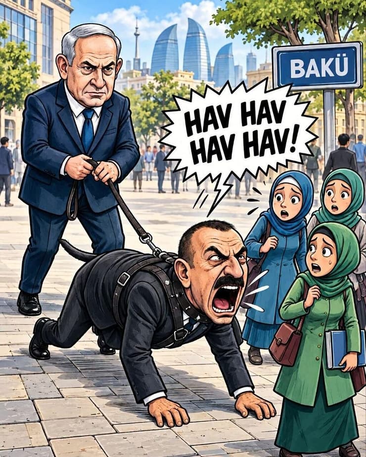על הרצועה של נתניהו, נגד החיג'אב (צילום: מתוך הרשתות לפי סעיף 27 א' לחוק זכויות היוצרים) קמפיין רשת נגד נשיא אזרבייג'ן