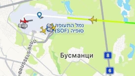 מפת הנחיתה של המטוס (צילום: flightradar) מסלול הנחיתה בבולגריה