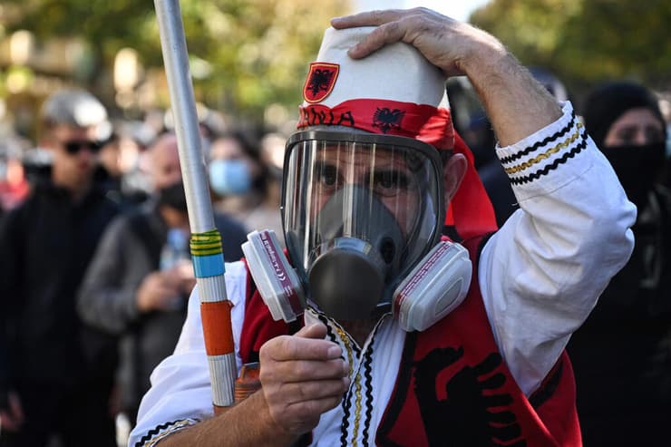 צילום: Armend NIMANI / AFP אלבניה מהומות הפגנות נגד ראש הממשלה טיראנה