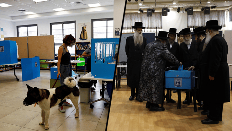 קלפיות בבני ברק ובתל אביב. ארכיון (צילום: AP, רויטרס) קלפי בני ברק רבי ישראל הגר, מצביעים הצבעה קלפי קלפיות בחירות תל אביב