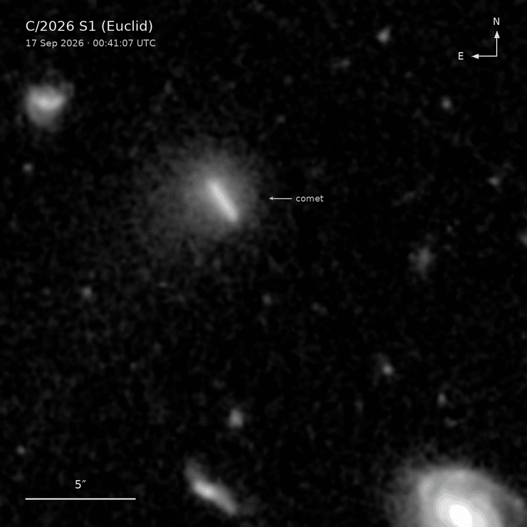תיעוד תנועתו של השביט C/2026 S1 (Euclid) (צילום: European Space Agency) תיעוד תנועתו של השביט C/2026 S1 (Euclid)