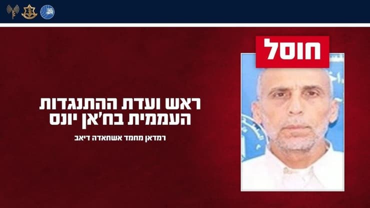 צה"ל חיסל את ראש ועדת ההתנגדות העמית בח'אן יונס (צילום: דובר צה"ל ) צה"ל חיסל את ראש ועדת ההתנגדות העמית בח'אן יונס