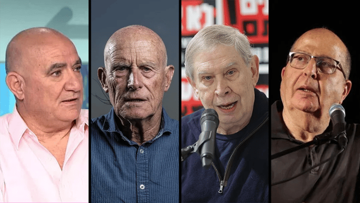 מתריעים בפני נתניהו. יעלון, פרדו, אילון וקראדי (צילום: מוטי קמחי, אלכס קולומויסקי, משי בן עמי, איליה מלניקוב) משה יעלון תמיר פרדו משה קראדי עמי אילון