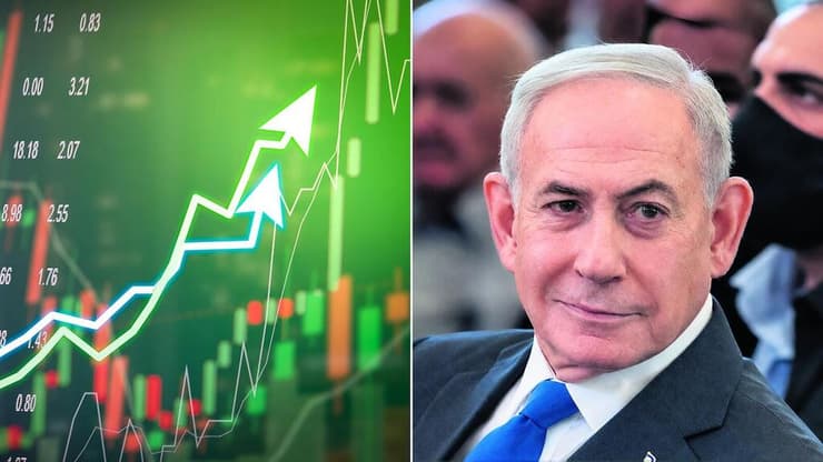 בנימין נתניהו, בורסת תל אביב (צילומים: אלכס קולומויסקי, shutterstock) בנימין נתניהו, בורסת תל אביב