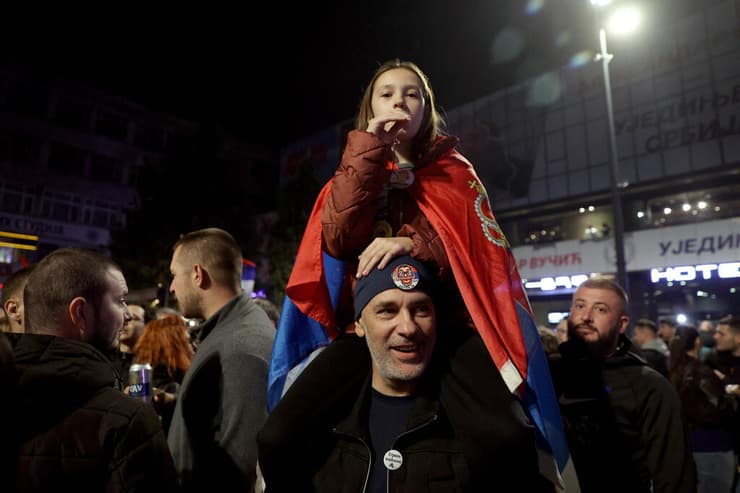 צילום: SASA DJORDJEVIC / AFP חגיגות בעיר ניש סרביה אחרי ניצחון רשימת הסטודנטים מהאופוזיציה