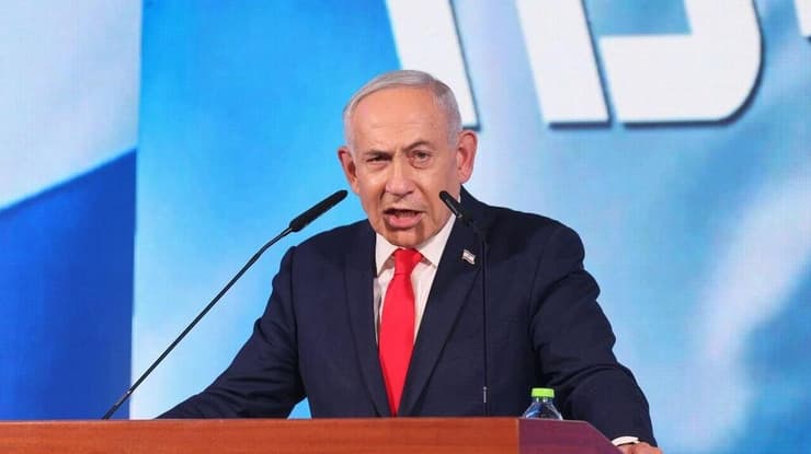 בליכוד מקדמים נרטיב של "גניבת בחירות". נתניהו (צילום: אלכס קולומויסקי) נאום יו"ר הליכוד בנימין נתניהו