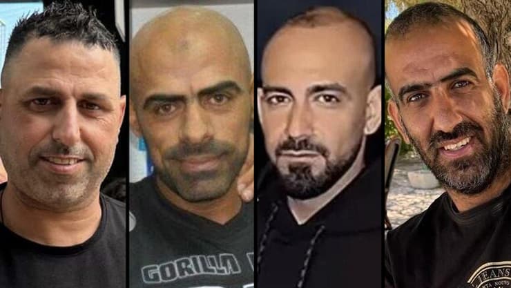 ארבעת הנרצחים, מימין: מוחמד ע'זייל, עלאא מנסי ג'באלי, טארק בסול ומערוף כנעאנה 