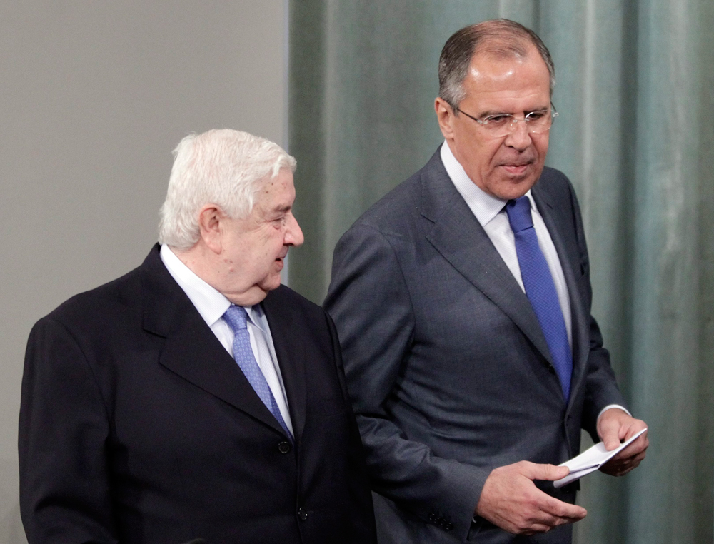 Moallem with Russian Foreign Minister Sergey Lavrov in 2012 