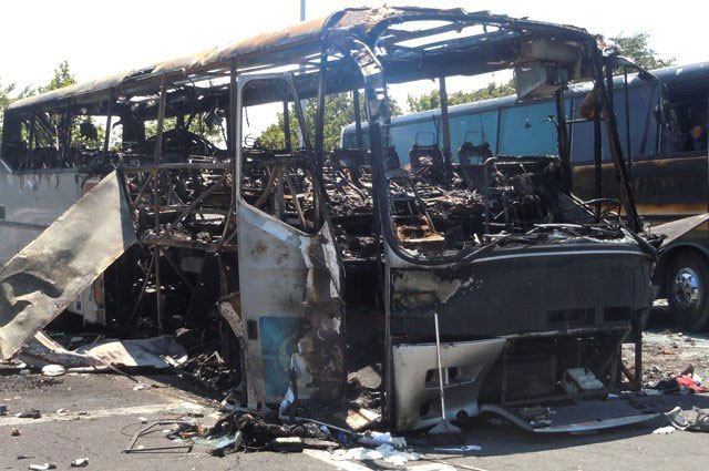 Remains of the Burgas Airport bus following the deadly 2012 terror attack 