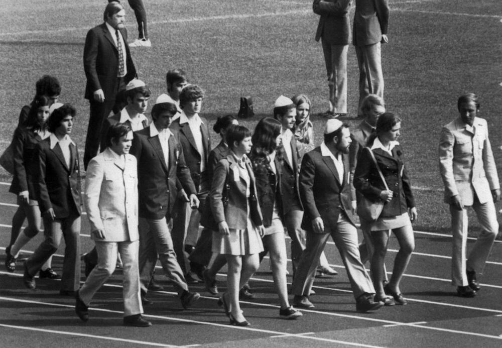 Israel's delegation to the 1972 Munich Olympic games attend opening ceremony 