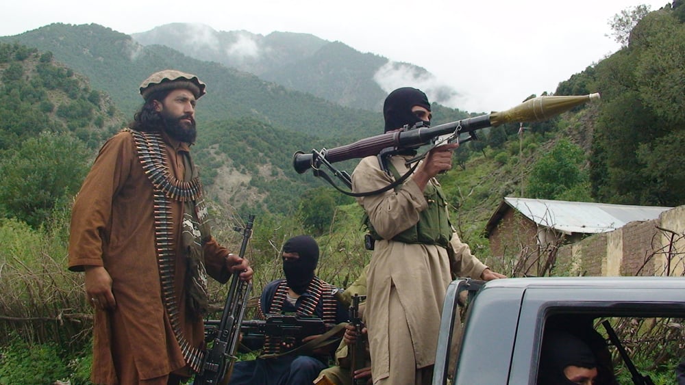 Taliban fighters near the Afghan-Pakistani border 