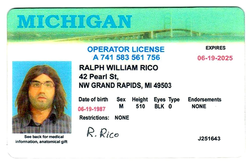 One of the fake U.S. licenses used by the attackers 