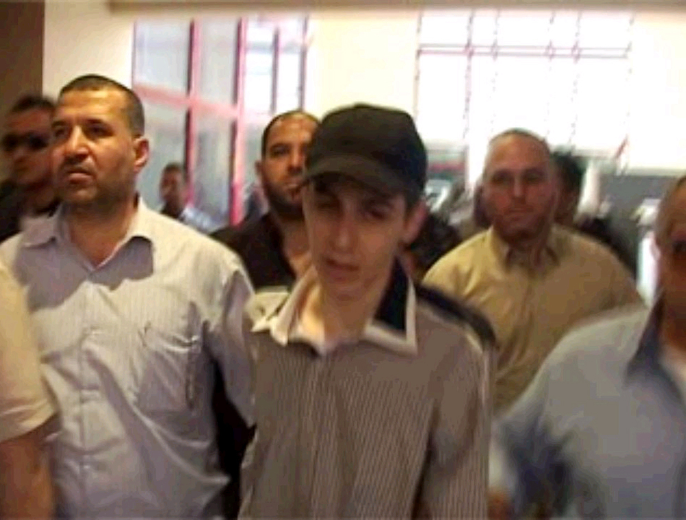 Gilad Shalit being freed by Hamas in 2011