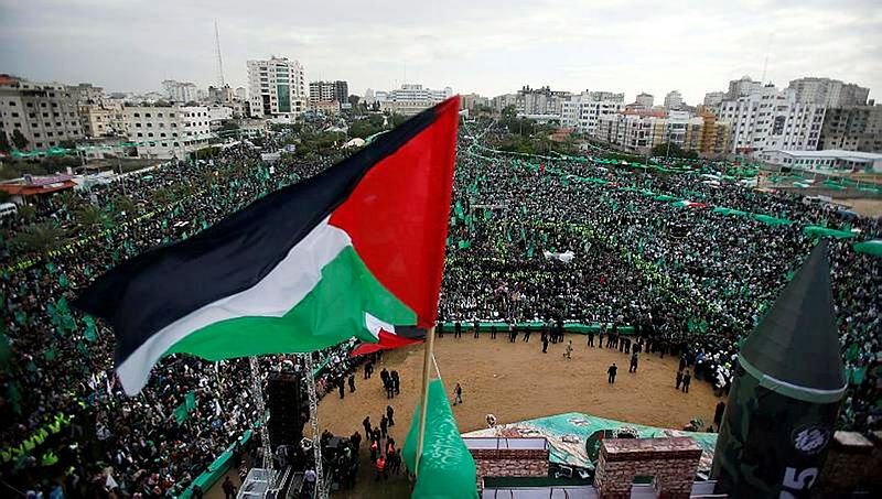 A Hamas rally in Gaza, celebrating 25 years to the formation of the organization 