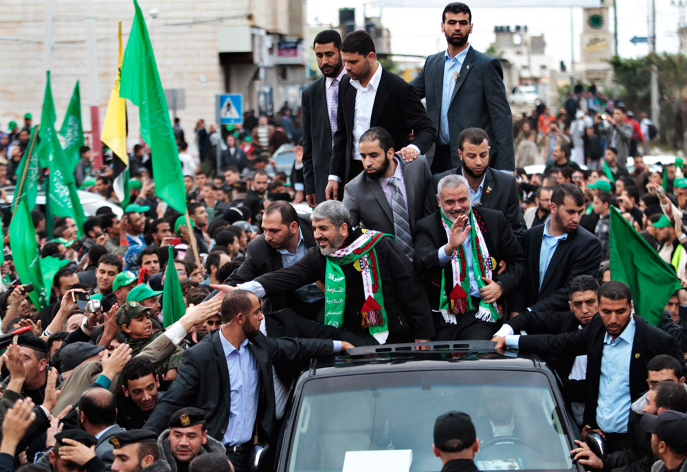 Hamas' leader during a rally for the 25th anniversary of the terror group 