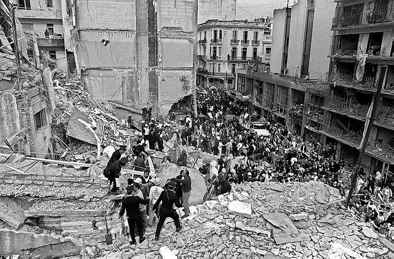 Aftermath of the bombing of the Jewish community center in Buenos Aires in 1994 