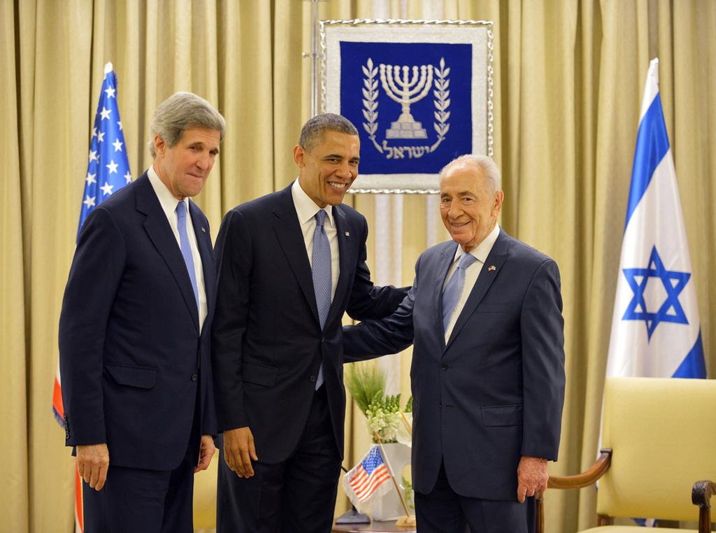 U.S. President Barack Obama and Secretary of State meeting with President Shimon Peres in Jerusalem, March 2013 