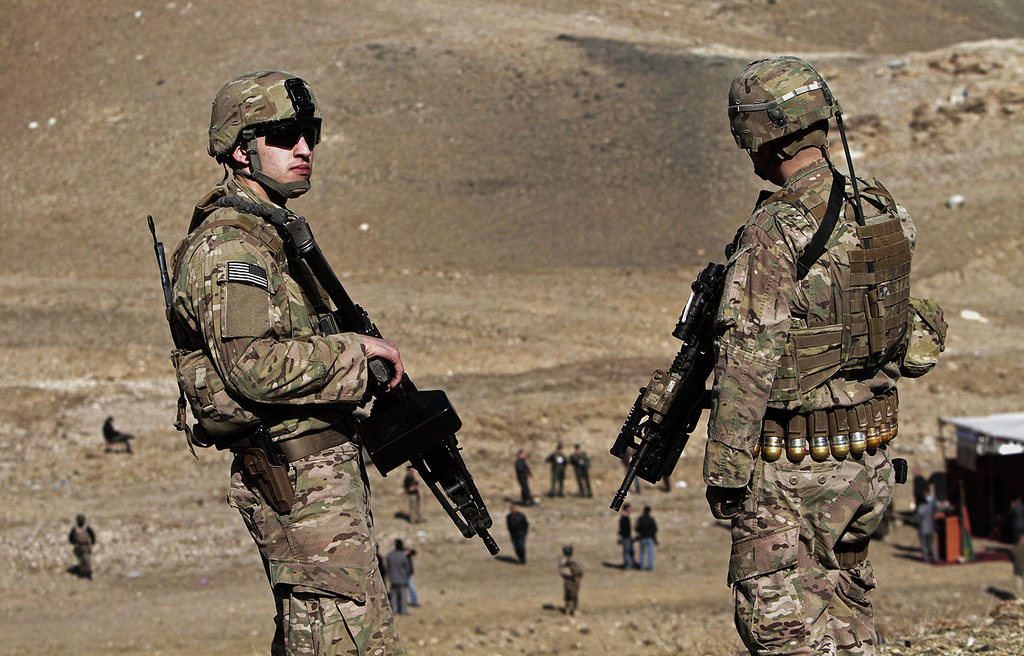 U.S. soldiers observe as Taliban's opium fields are destroyed 