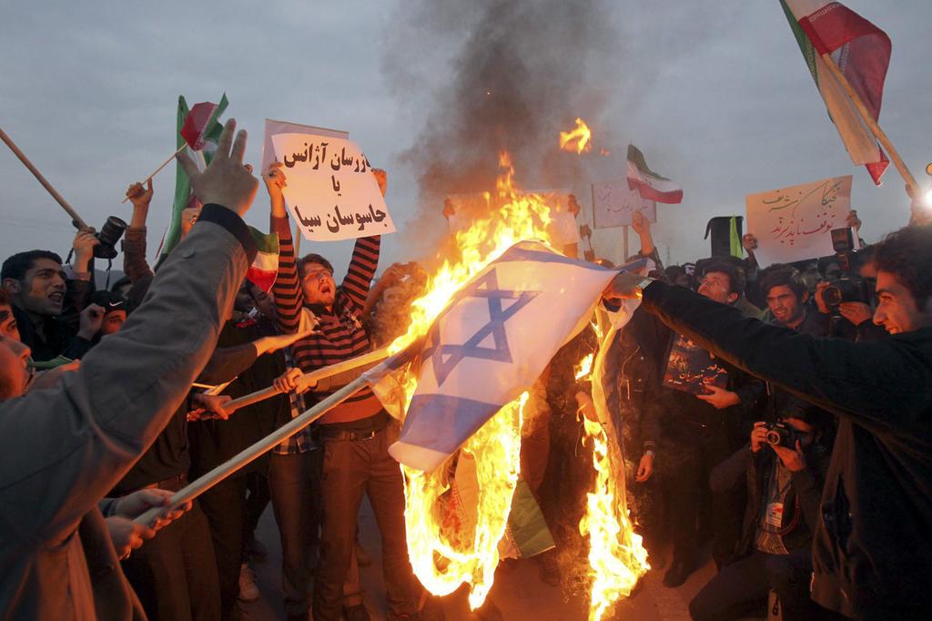 Israeli flag being burned on Quds Day in 2019 