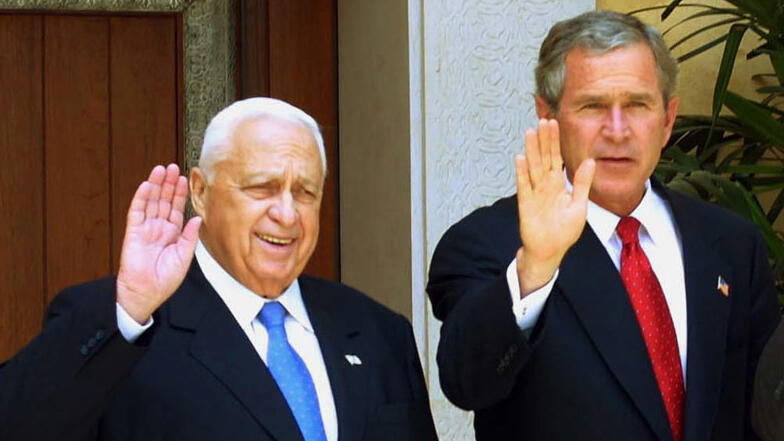 Ariel Sharon and George Bush 