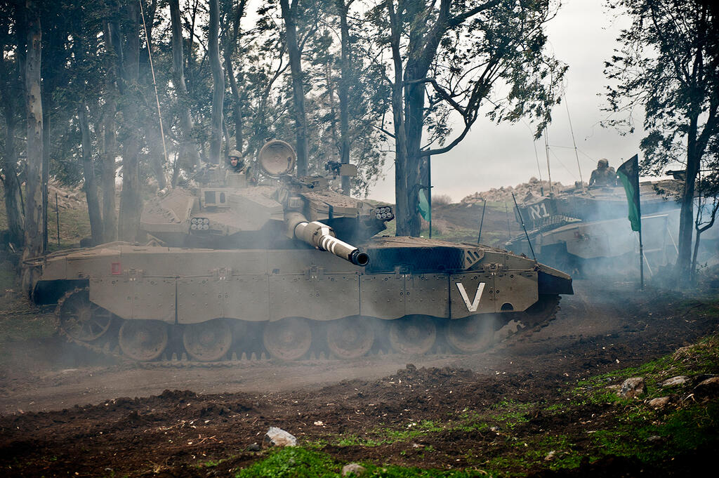 a Merkava Mark 3 in the Golan Heights, border of Syria