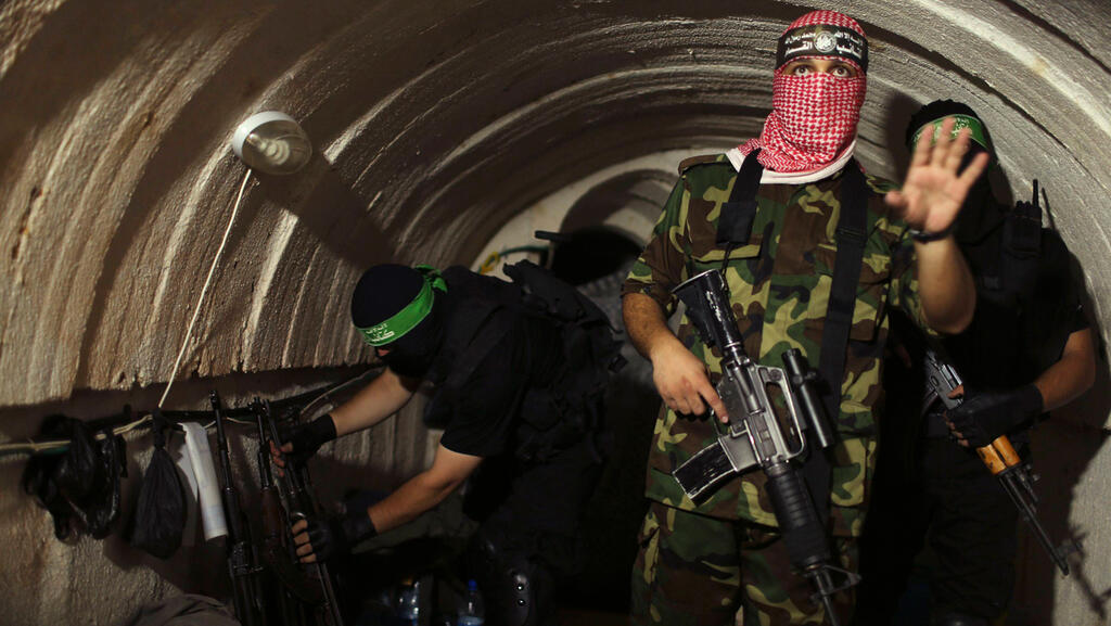 Palestinian operatives in a terror tunnel under Gaza