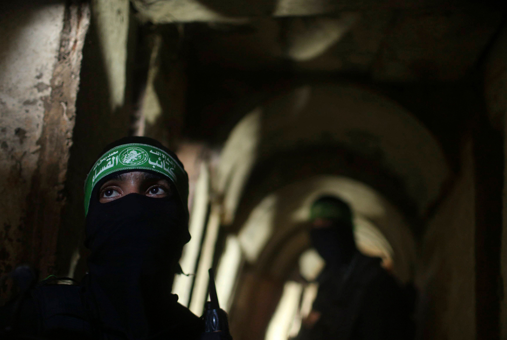 Hamas fighters in one of the group's Gaza attack tunnels 