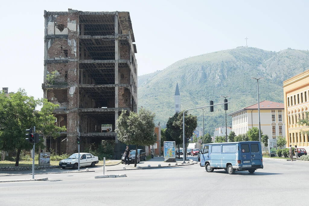 Building damaged in fighting in Bosnia during Yugoslav Wars 