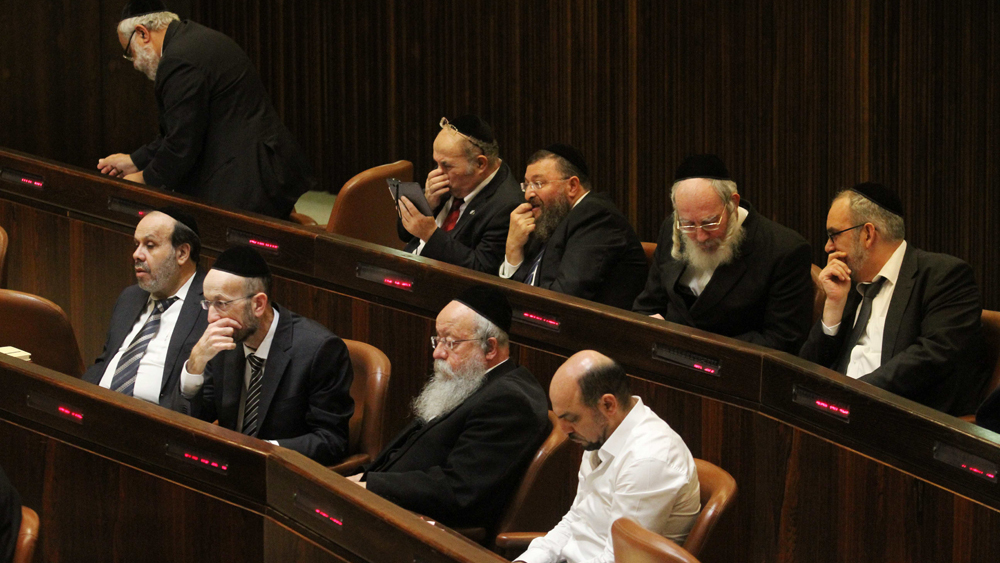 Ultra Orthodox members of Knesset during a 2014 session 