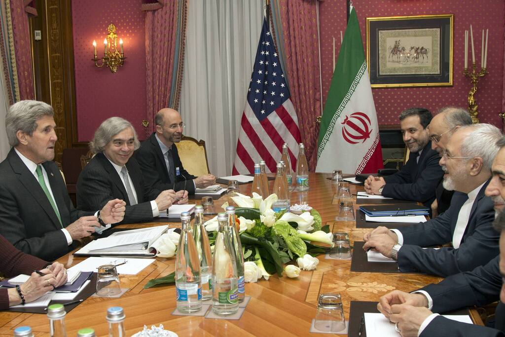 American and Iranian negotiators meeting on the nuclear agreement in 2015 