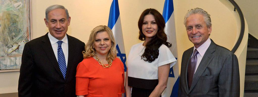 Michael Douglas and Catherine Zeta-Jones meeting with Prime Minister Benjamin Netanyahu and wife Sara 
