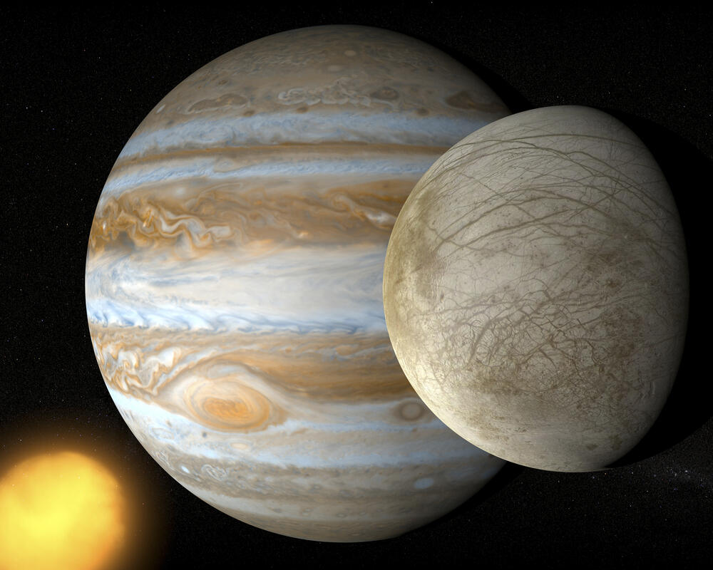 Jupiter and its icy moon Europa 
