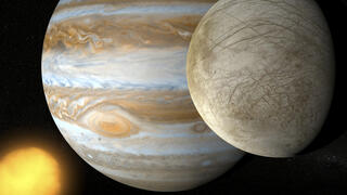 Jupiter and its icy moon Europa 