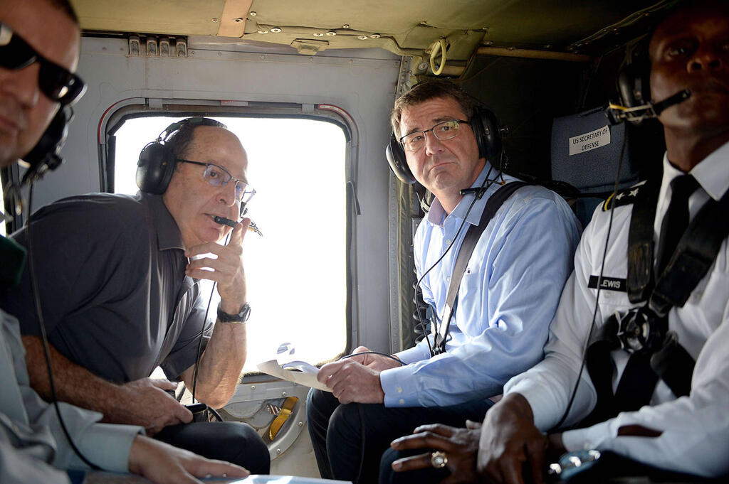 Former IDF chief of staff Moshe 'Bogie' Ya'alon on board a Black Hawk 