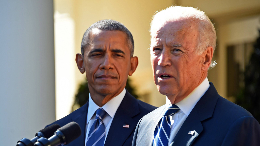Former President Barak Obama with then VP Joe Biden in 2015 