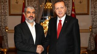 Hamas official, Khaled Mashal with Turkey President Recep Tayyip Erdoğan
