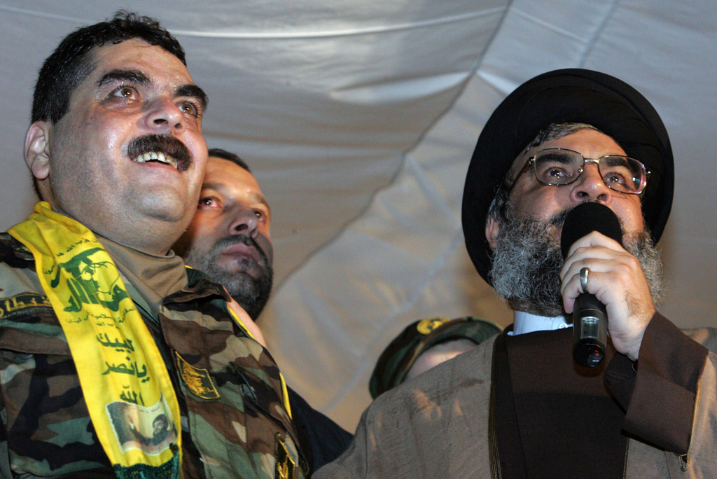 Samir Kuntar with Hezbollah leader Hassan Nasrallah in Lebanon in 2009 