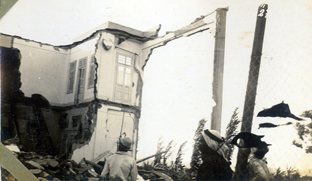 A building destroyed due to the devastating earthquake that struck Israel in 1927 