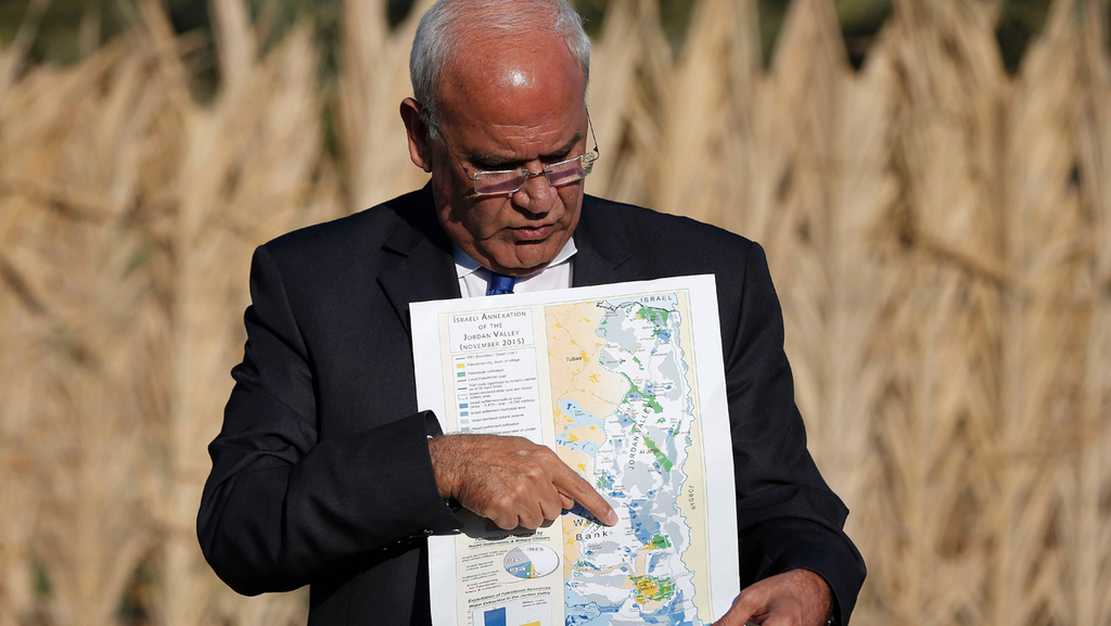 Erekat gives a press briefing on Israel's intentions to annex parts of the West Bank 