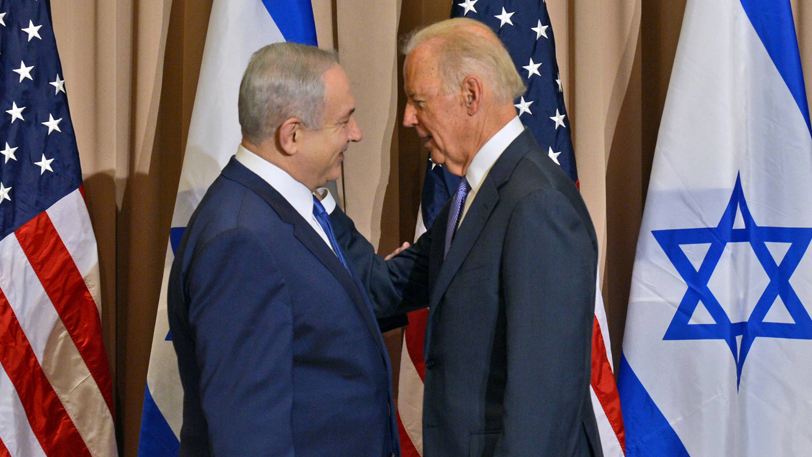 Benjamin Netanyahu and then-Vice President Joe Biden meeting in Jerusalem in 2016 