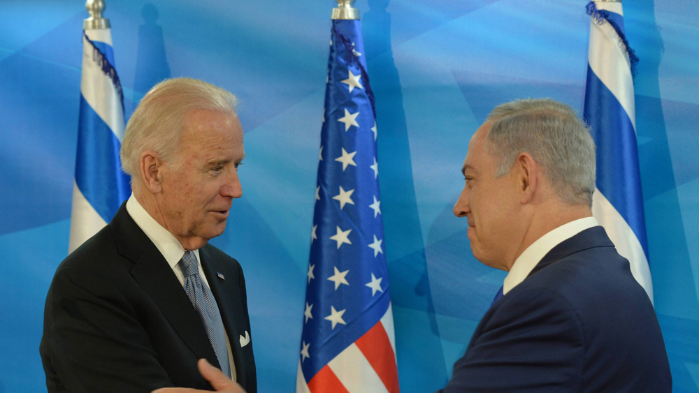 Then-U.S. Vice President Joe Biden with Prime Minister Benjamin Netanyahu in Jerusalem in 2016 
