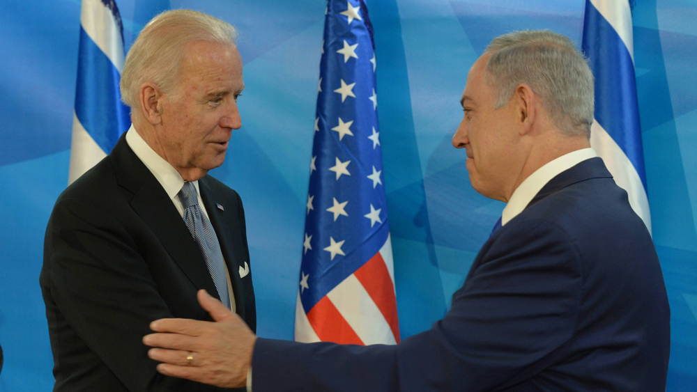 Prime Minister Netanyahu with then VP Joe Biden during the latter's visit to Israel in 2016 