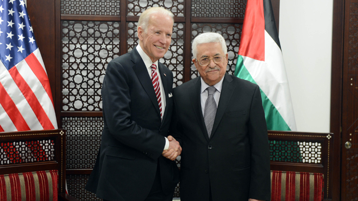 President-elect Joe Biden and PA President Mahmoud Abbas during a meeting in 2010 