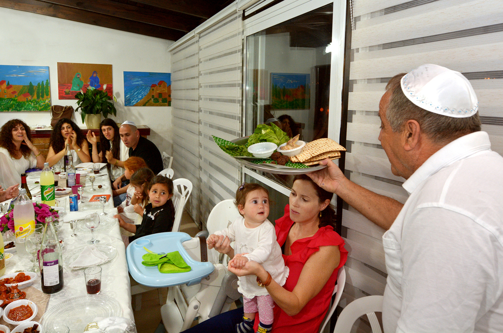 Jewish family during Passover Seder 